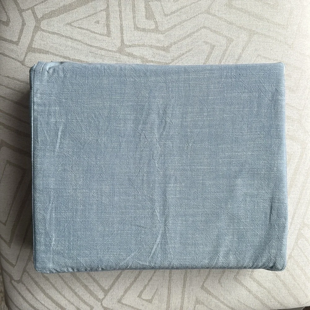 NEW $215 Ralph Lauren Chambray Workshirt queen flat Sheet only Blue cotton